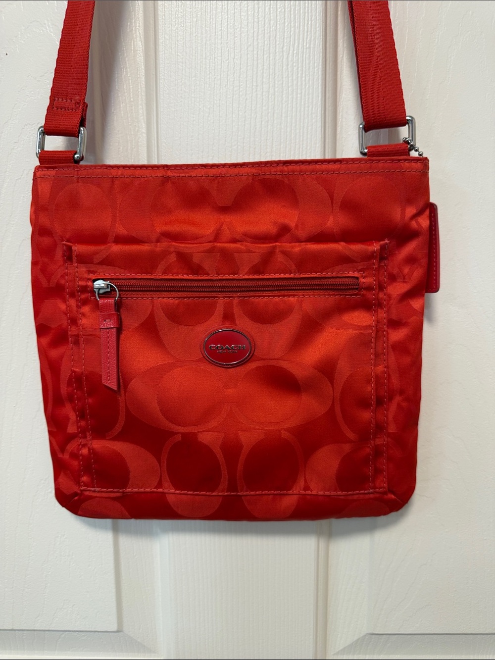 Coach Orange Signature Nylon Crossbody